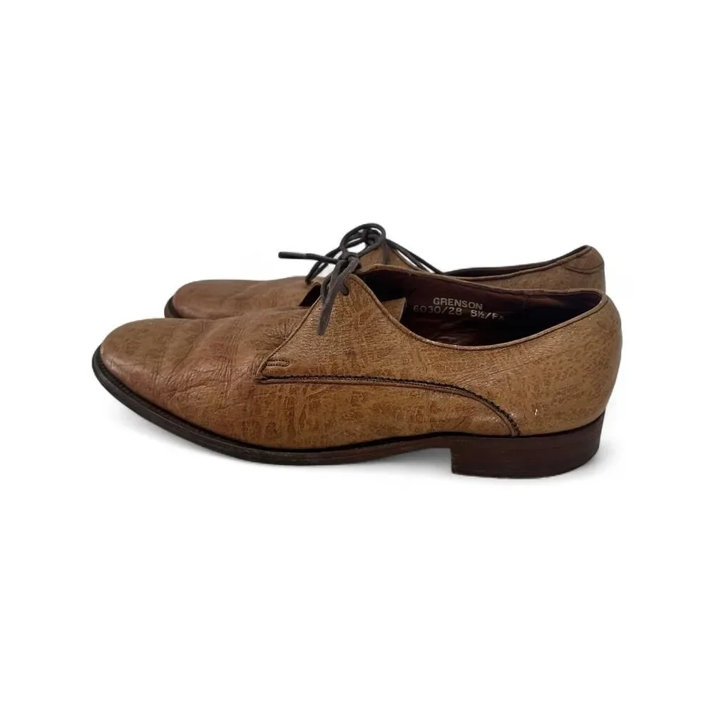 Grenson Tan Antelope Hide Leather Derby Shoes Classic Oxford Brogues c. 1974